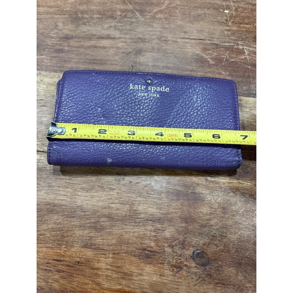 Kate Spade New York Purple Leather Wallet With Zip Pocket & Card Slots - Picture 7 of 8